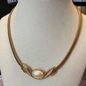 Vintage Monet Gold Faux Pearl Necklace